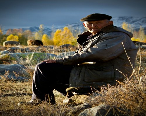 Portrait of senior man outdoors